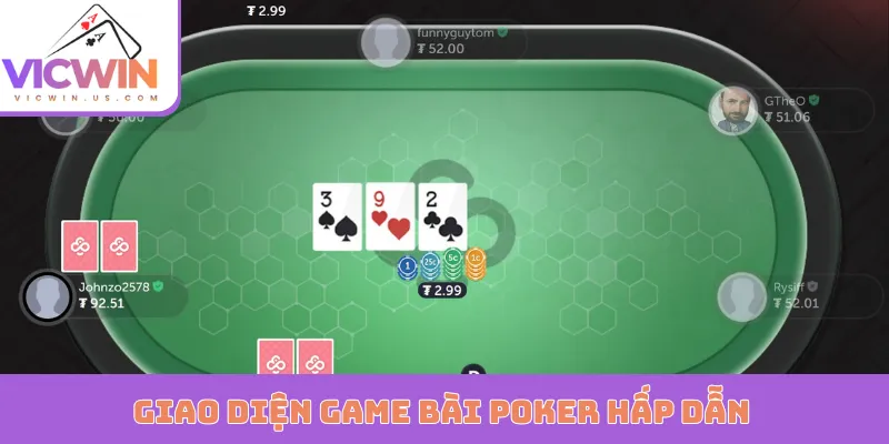 Giao diện game bài Poker hấp dẫn