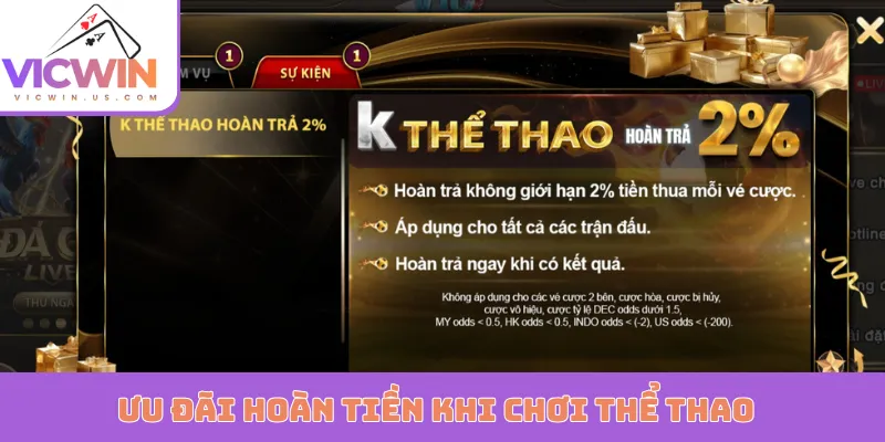Ưu đãi hoàn tiền khi chơi thể thao 