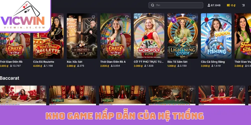 Kho game hấp dẫn của hệ thống