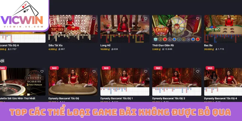 Top các thể loại game bài không được bỏ qua