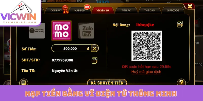 Nạp tiền bằng ví điện tử thông minh