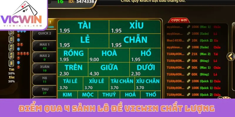 Điểm qua 4 sảnh lô đề Vicwin chất lượng